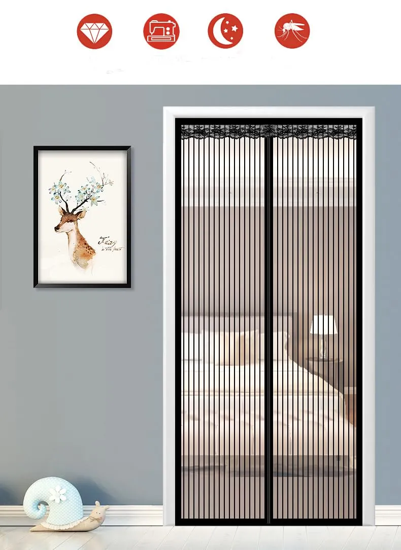 Kuber Industries Magnetic Mosquito Curtain | Insects Door-Balcony-Curtain | Mesh Magnetic Curtain for Window | Bugs-Mosquito-Insects Mesh Protector Net | JL210140BL | Black