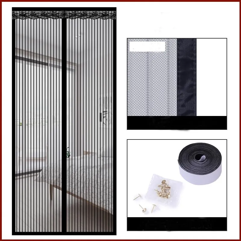 Kuber Industries Magnetic Mosquito Curtain | Insects Door-Balcony-Curtain | Mesh Magnetic Curtain for Window | Bugs-Mosquito-Insects Mesh Protector Net | JL210140BL | Black