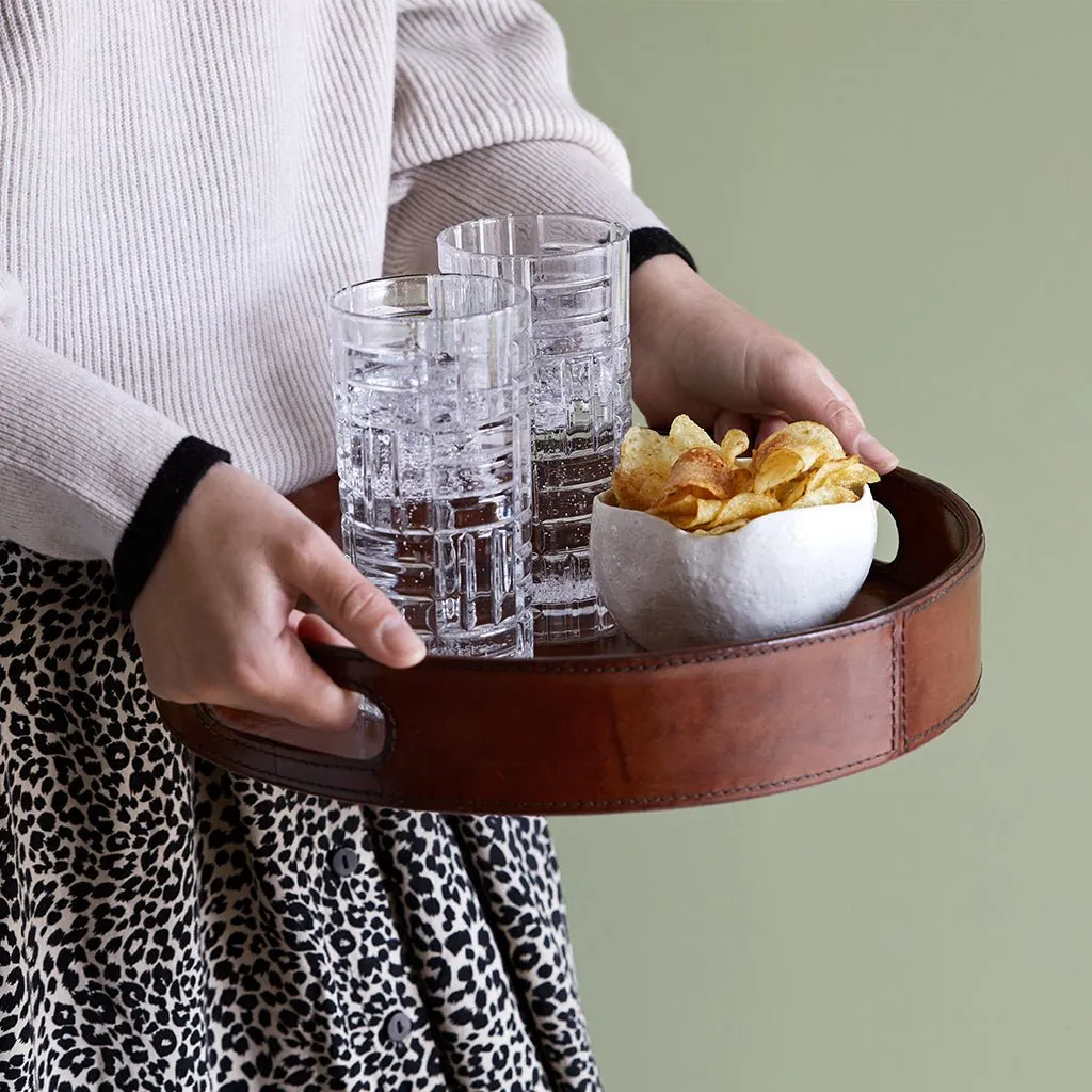 Leather Round Drinks Tray - A Perfect Home Gift