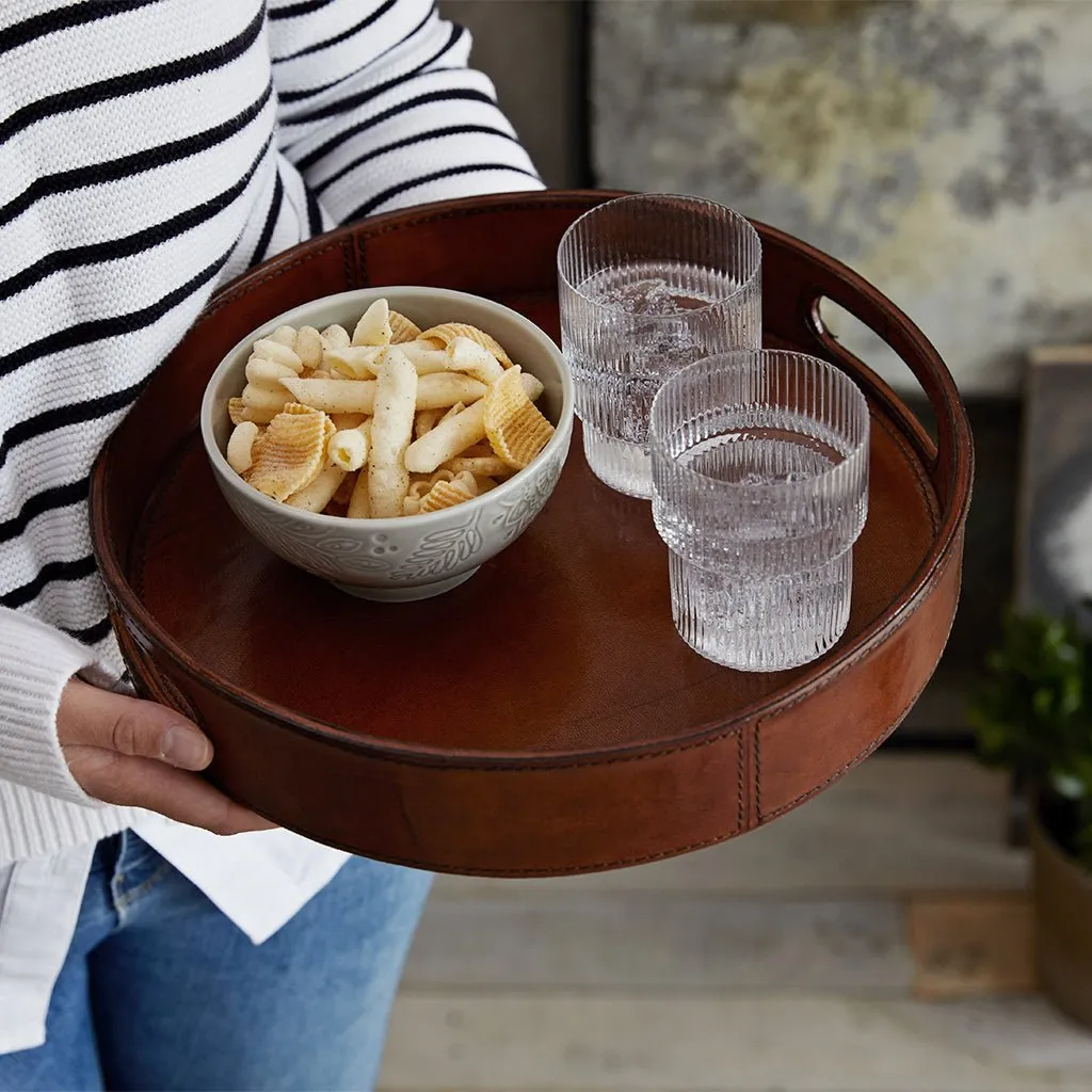 Leather Round Drinks Tray - A Perfect Home Gift