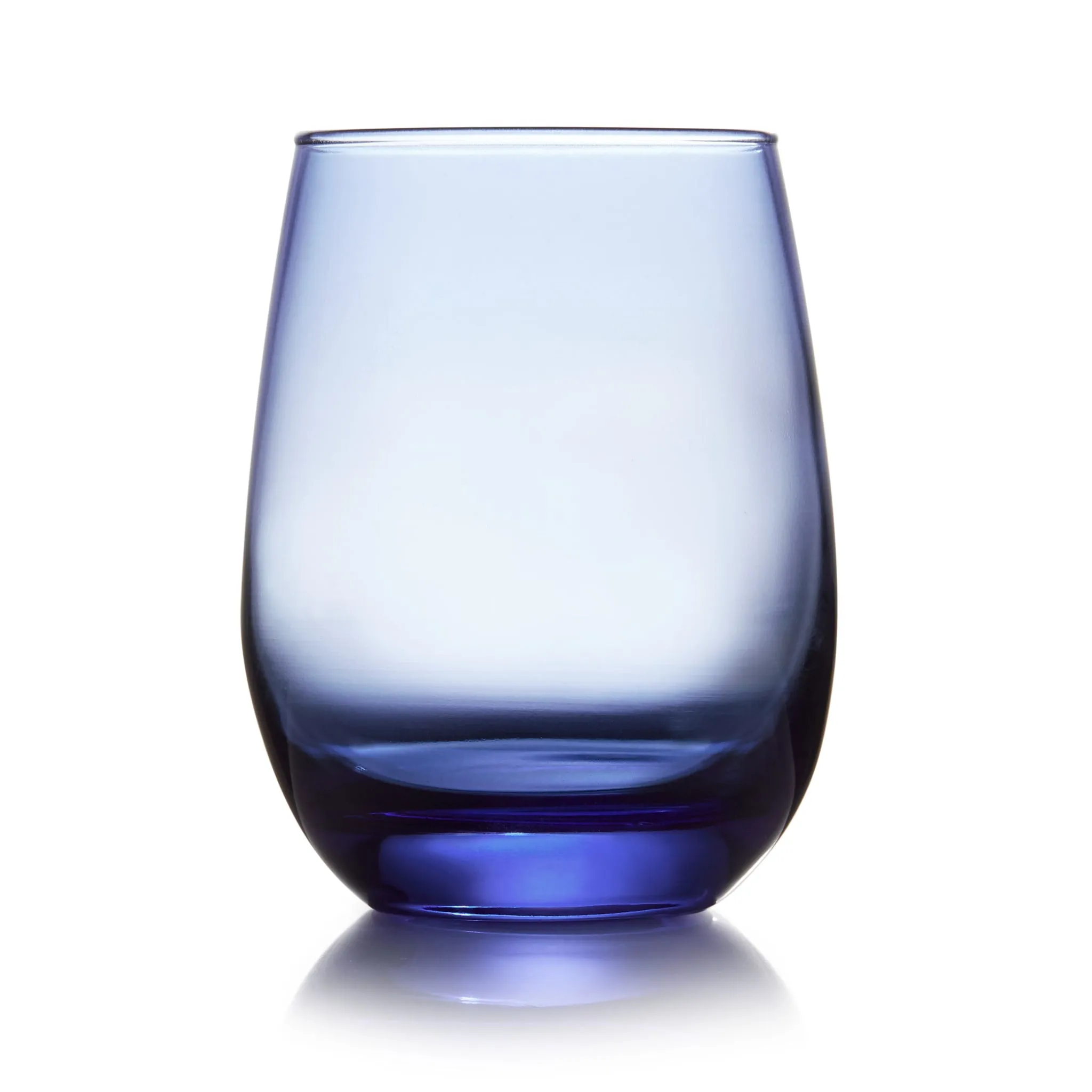 Libbey Stemless Glasses, Blue, 15.25 ounce, Set of 12