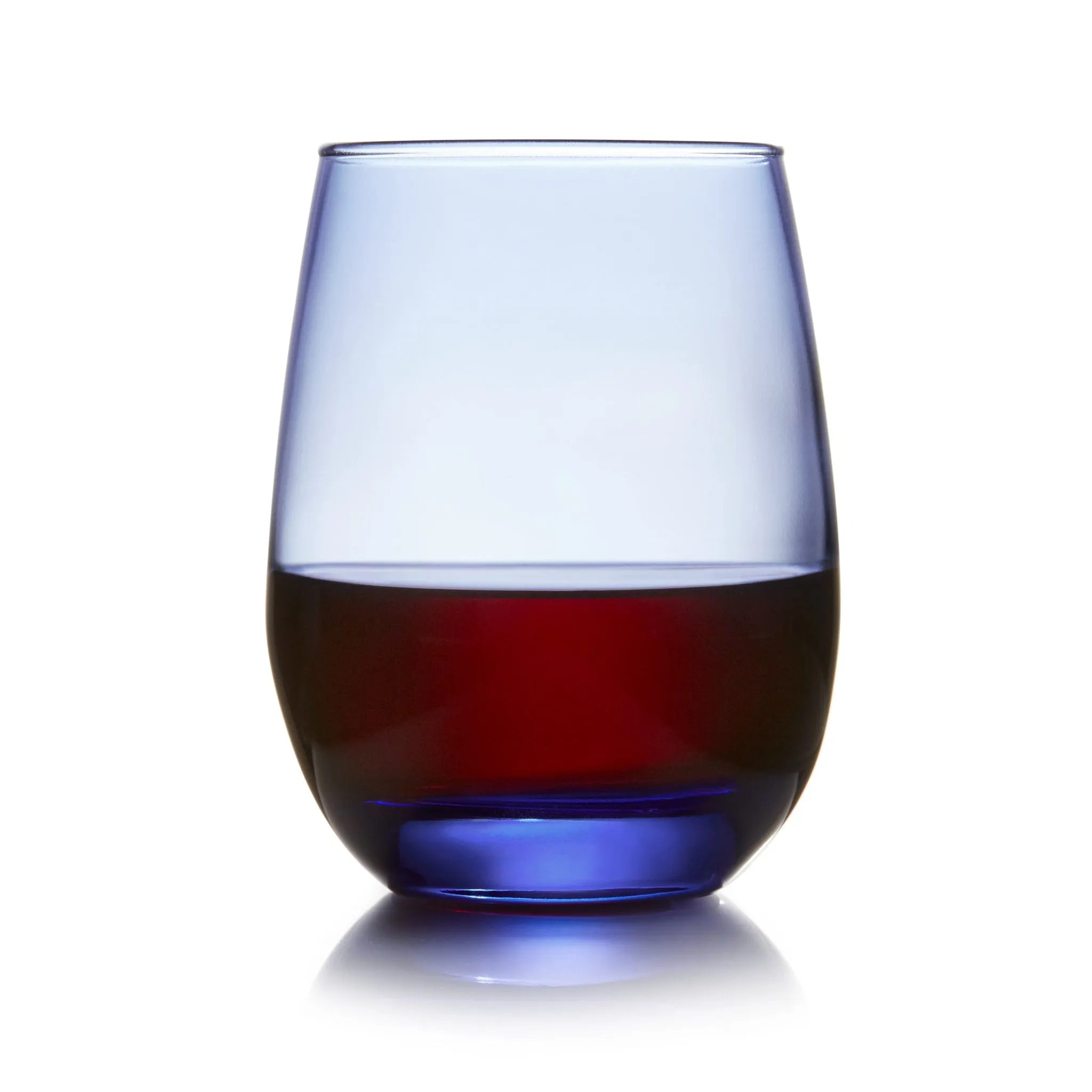 Libbey Stemless Glasses, Blue, 15.25 ounce, Set of 12