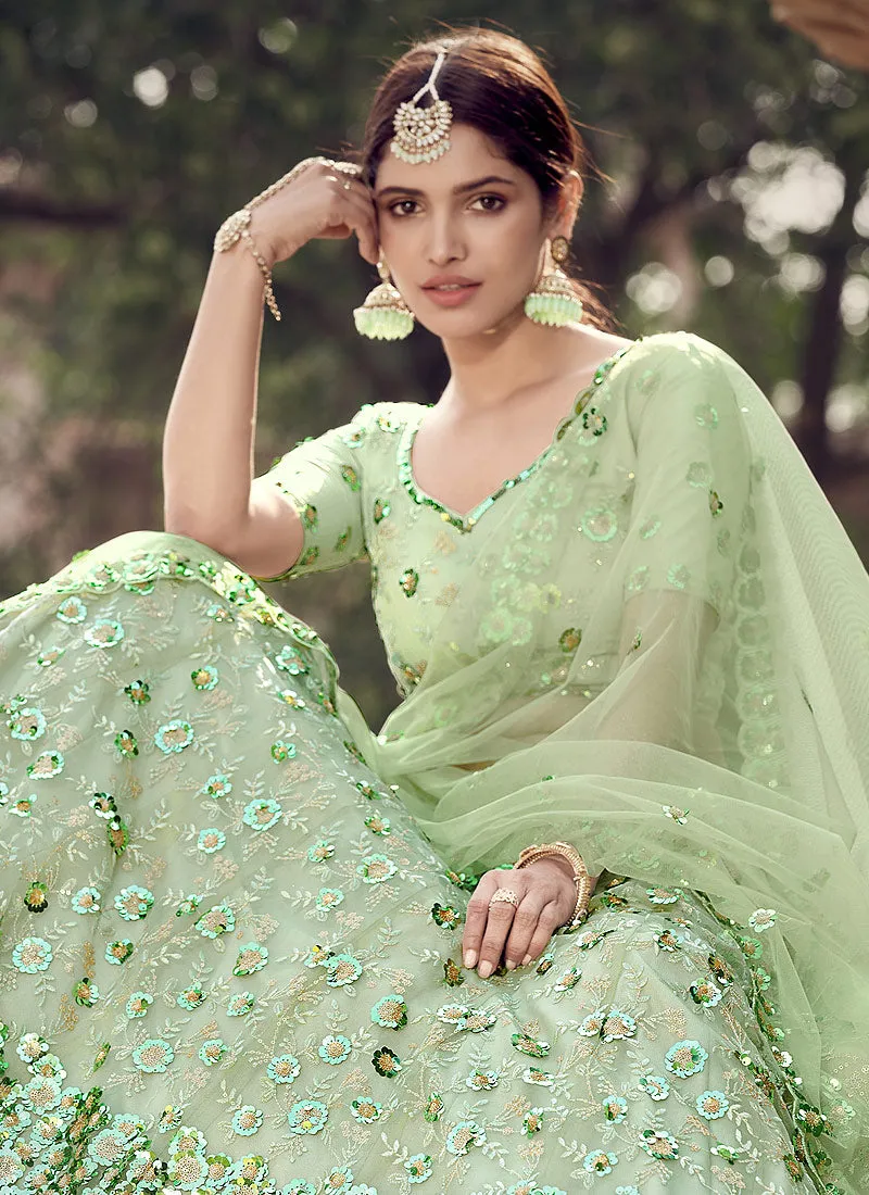 Light Green Sequence Lehenga Choli