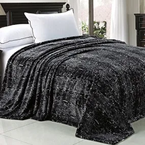 Light Weight Animal Safari Style Black White Snake Printed Flannel Fleece Blanket (Queen)