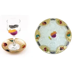 Lily Art - 106-Handmade Passover plate including wine cup