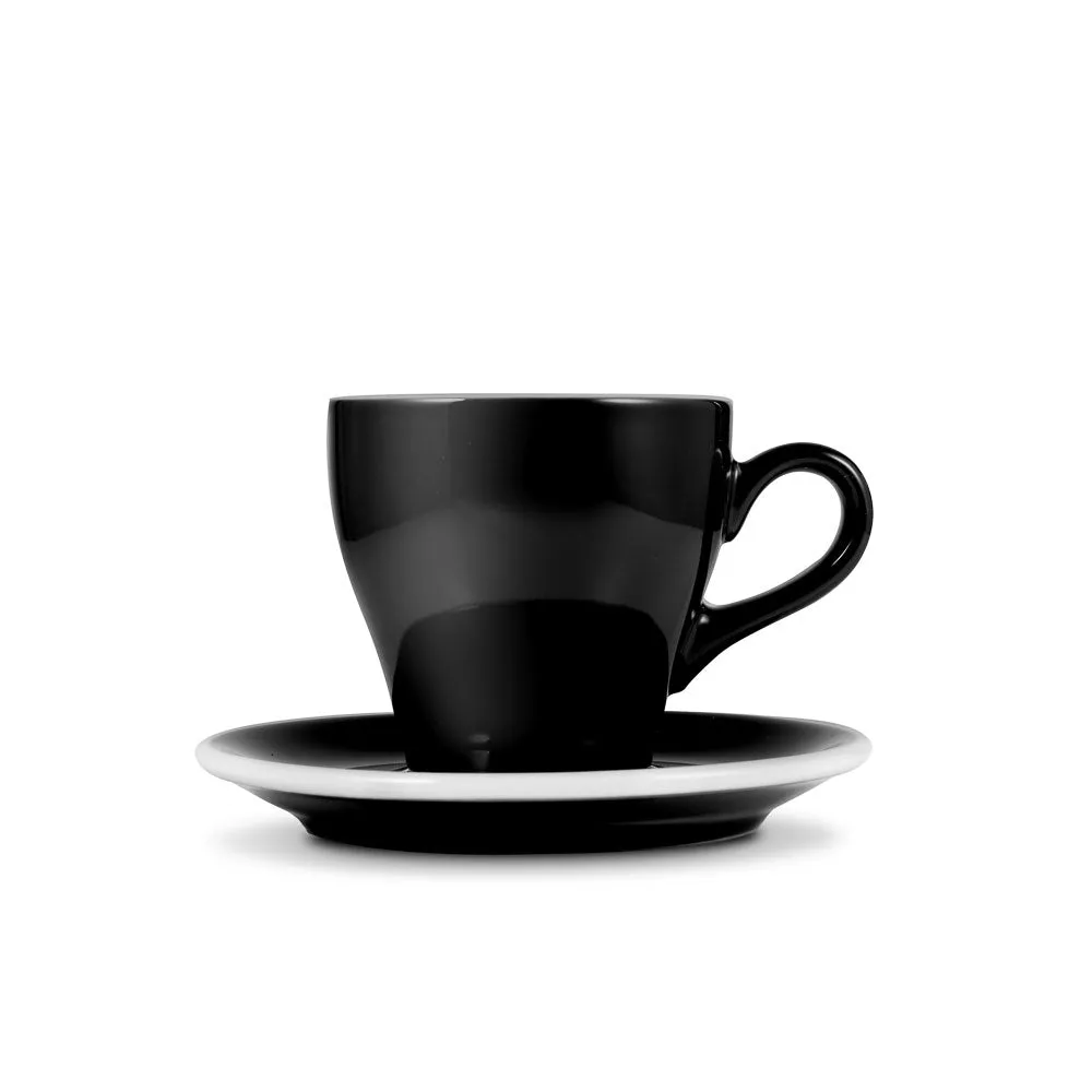 Loveramics Tulip Style Cappuccino Cup & Saucer - Black (6oz/180ml)