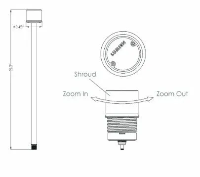 Lumien Brass Path Light Module with 18" Riser, 4W, 230 Lumens, 2700K, Adjustable Beam Spread, Antique Finish - w/  LAP-002