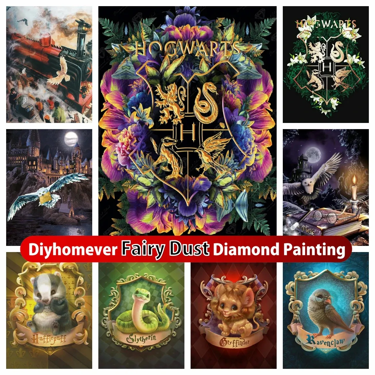 Magic Train - Wizard Diamond Painting, Full Round/Square 'Fairy Dust' Diamonds, DIY Sci Fi