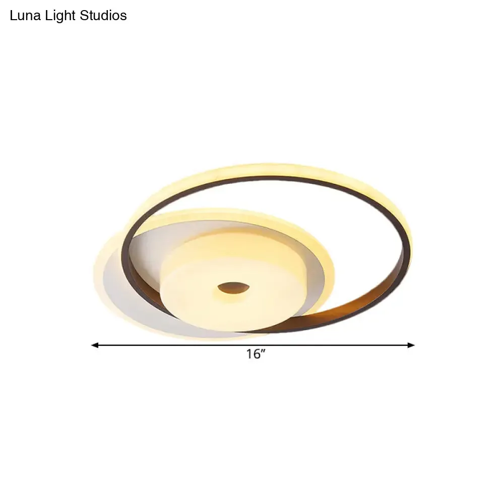 Metallic Nordic LED Flush Mount Ceiling Fixture in Warm/White, 16"/19.5" Wide