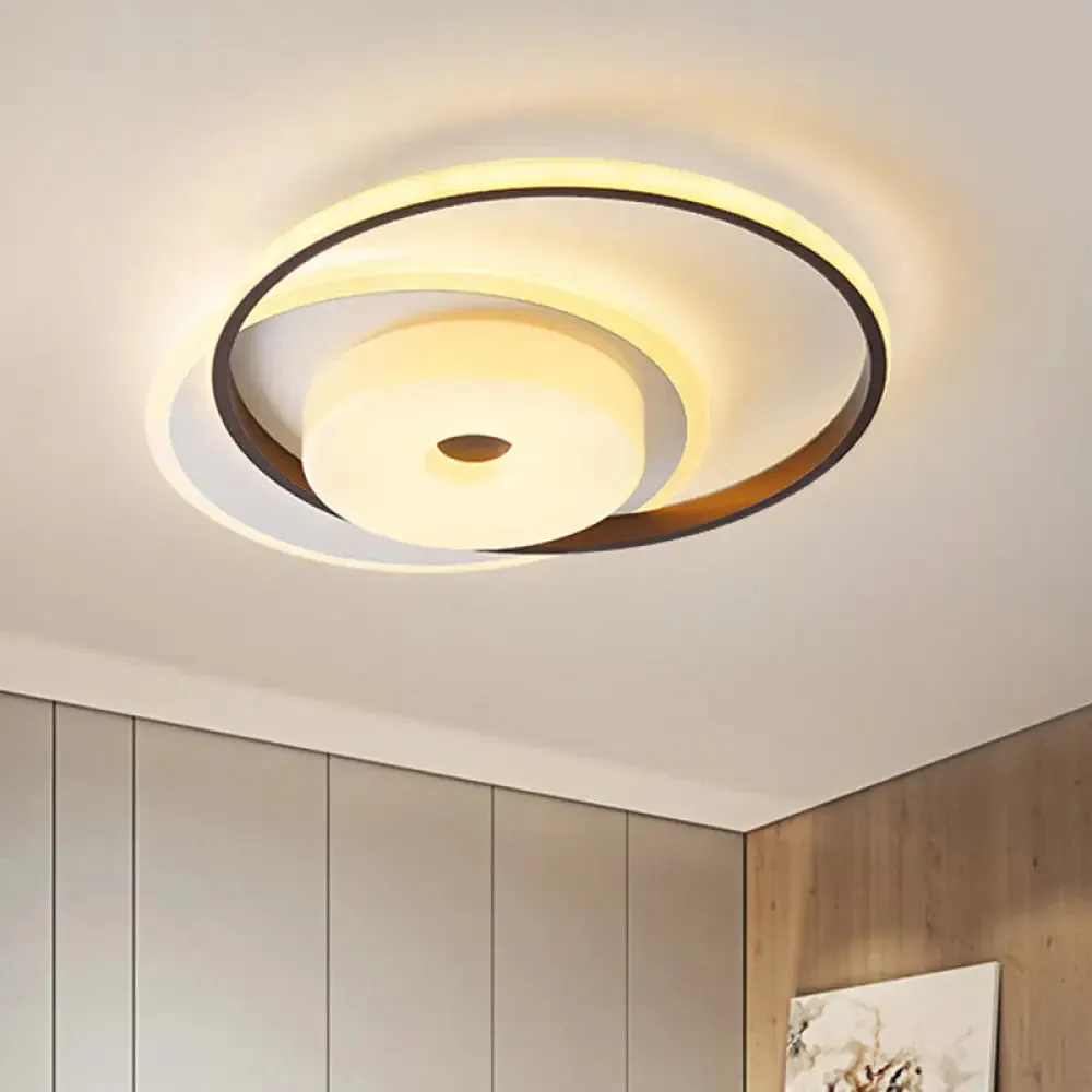 Metallic Nordic LED Flush Mount Ceiling Fixture in Warm/White, 16"/19.5" Wide