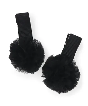 Mini Pom Pom Alligator Clip Set - Black