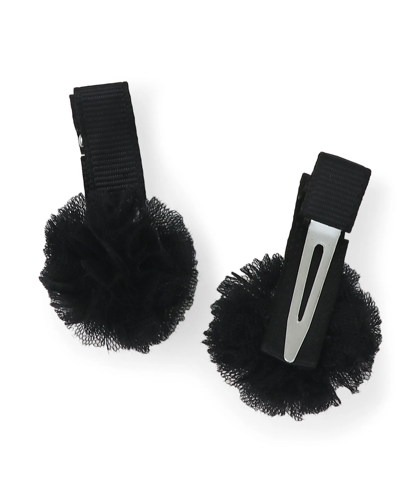 Mini Pom Pom Alligator Clip Set - Black