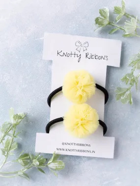 Mini Pom Pom Hair-Tie Set - Yellow