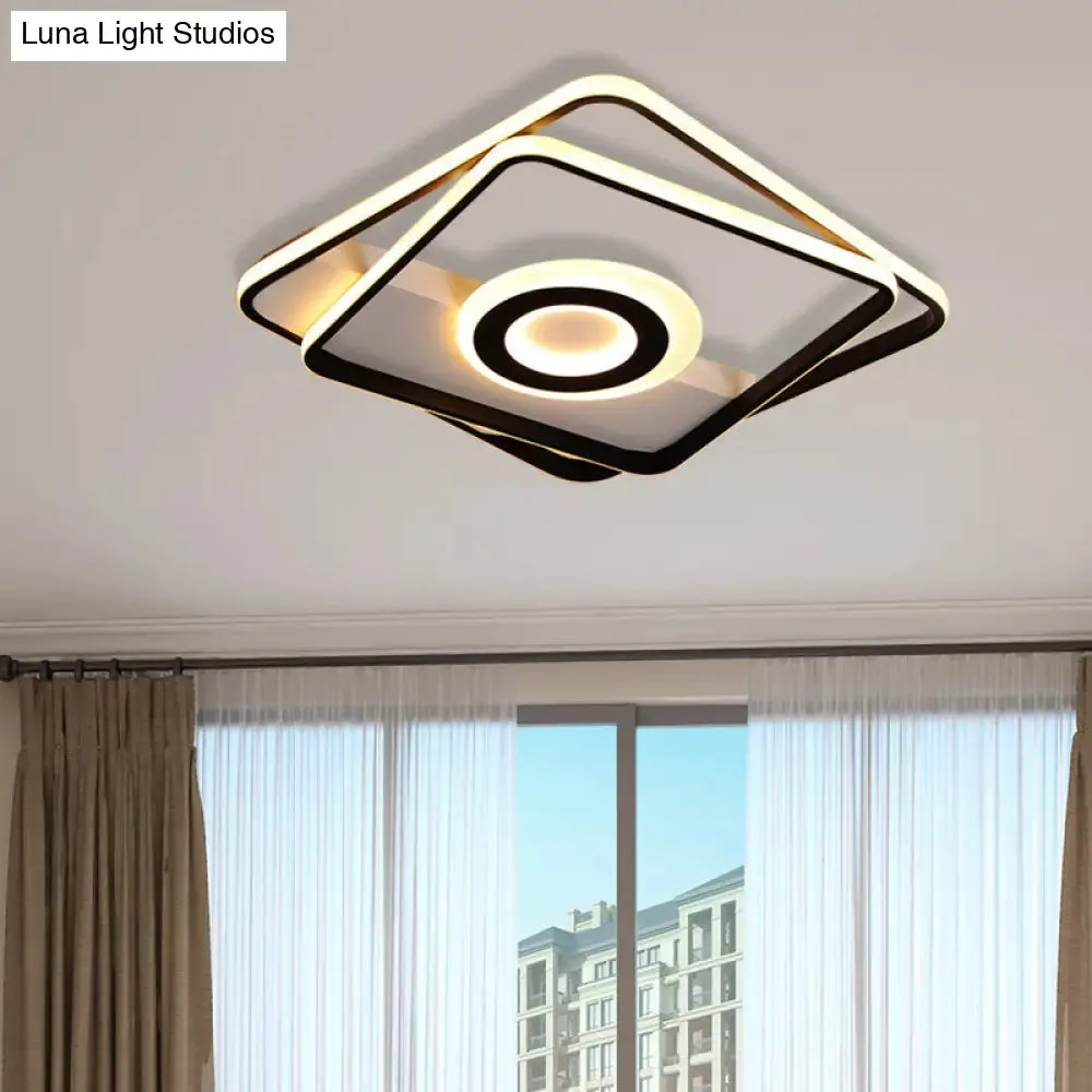 Minimalist LED Square Ceiling Flush Light - 16"/19.5"/23.5"/35.5" Wide - Warm/White Light