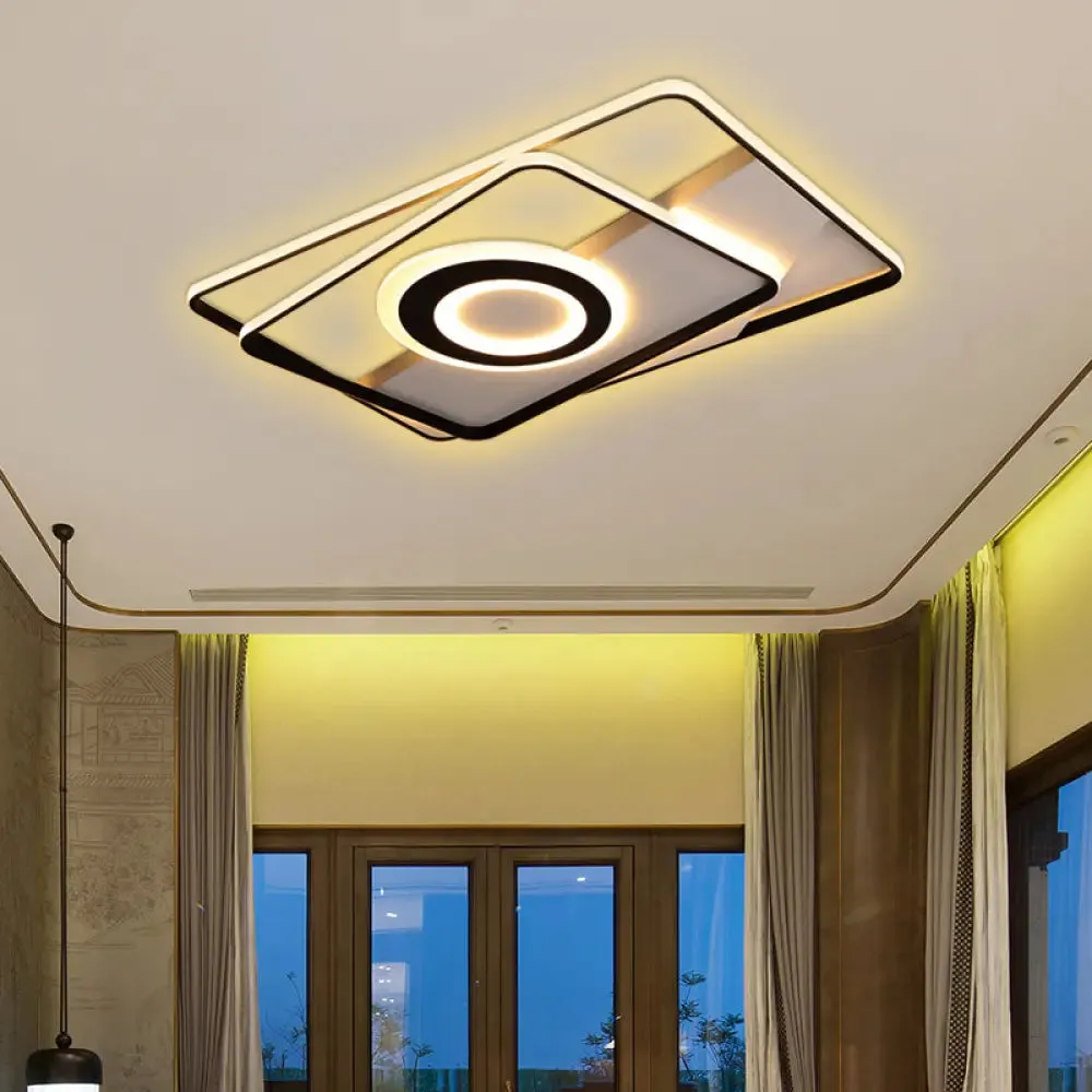 Minimalist LED Square Ceiling Flush Light - 16"/19.5"/23.5"/35.5" Wide - Warm/White Light