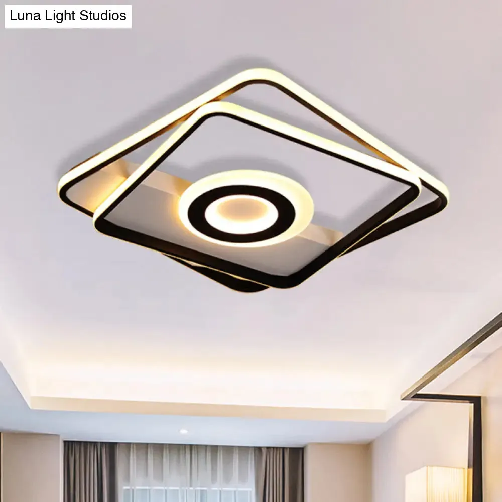 Minimalist LED Square Ceiling Flush Light - 16"/19.5"/23.5"/35.5" Wide - Warm/White Light