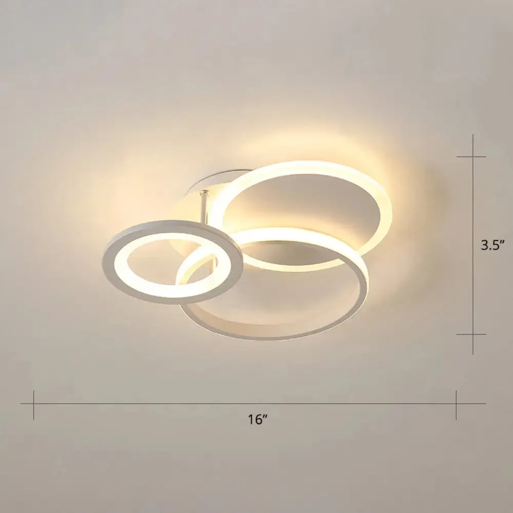 Minimalist White Halo Ring LED Ceiling Light for Bedroom - Flush Mount