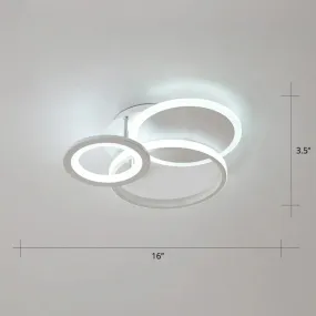 Minimalist White Halo Ring LED Ceiling Light for Bedroom - Flush Mount