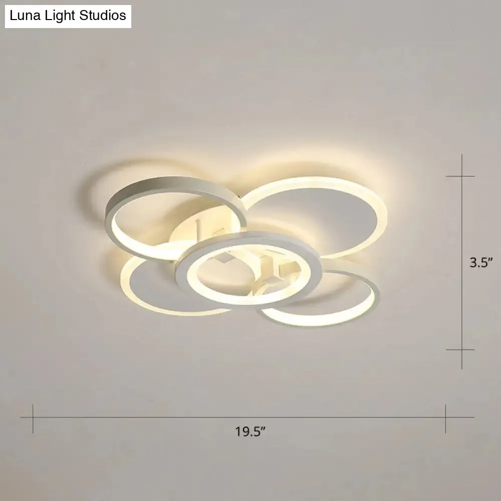 Minimalist White Halo Ring LED Ceiling Light for Bedroom - Flush Mount