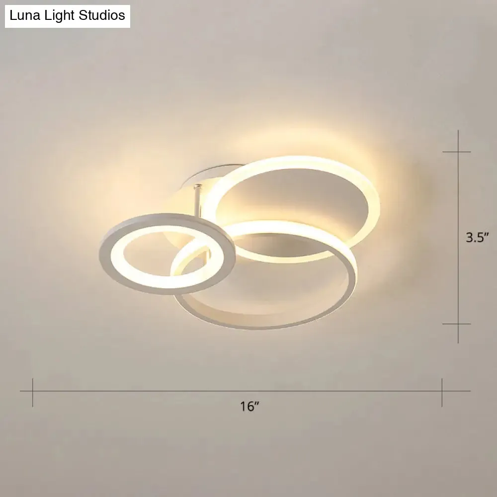 Minimalist White Halo Ring LED Ceiling Light for Bedroom - Flush Mount