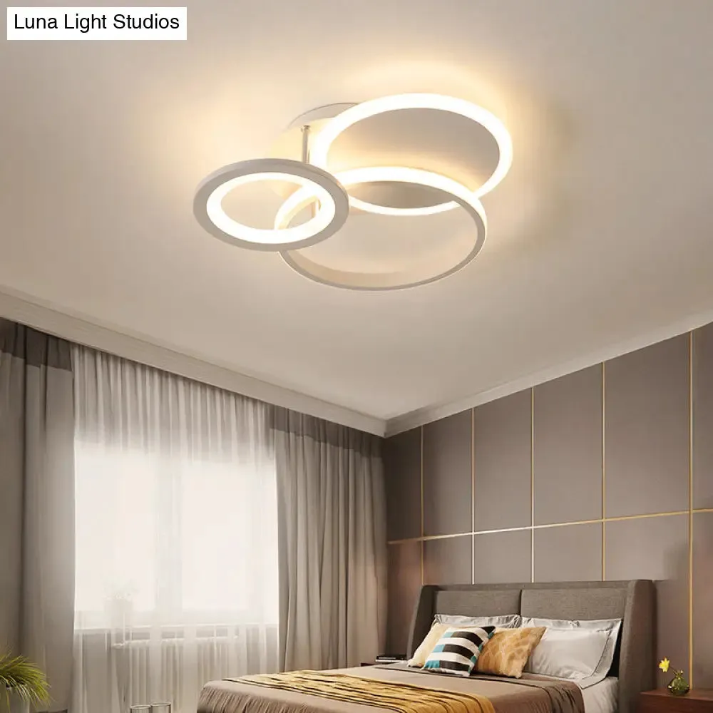 Minimalist White Halo Ring LED Ceiling Light for Bedroom - Flush Mount