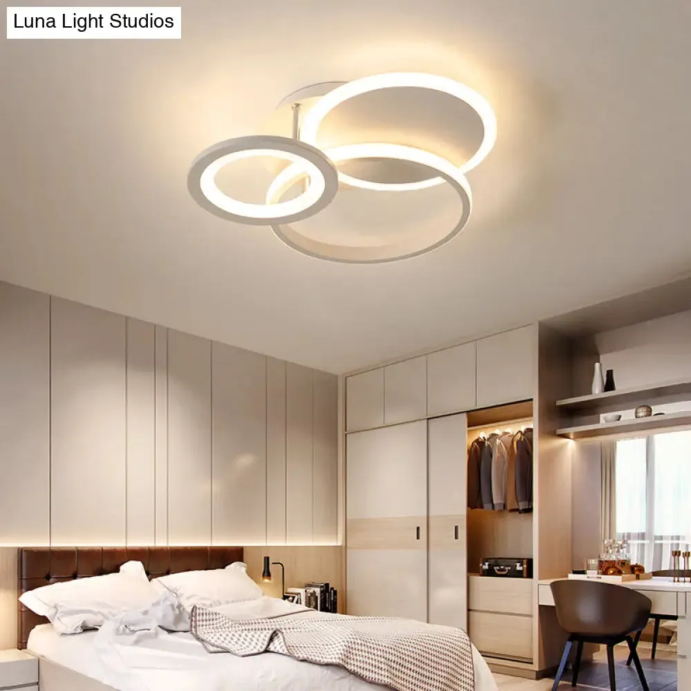 Minimalist White Halo Ring LED Ceiling Light for Bedroom - Flush Mount