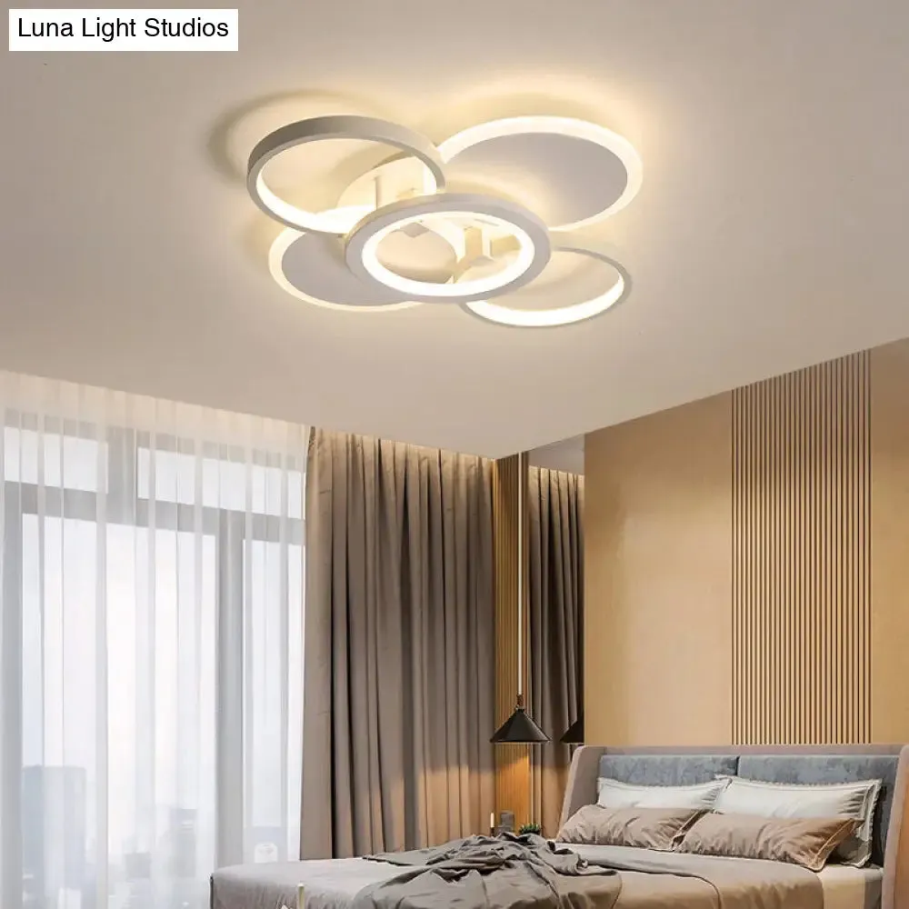 Minimalist White Halo Ring LED Ceiling Light for Bedroom - Flush Mount