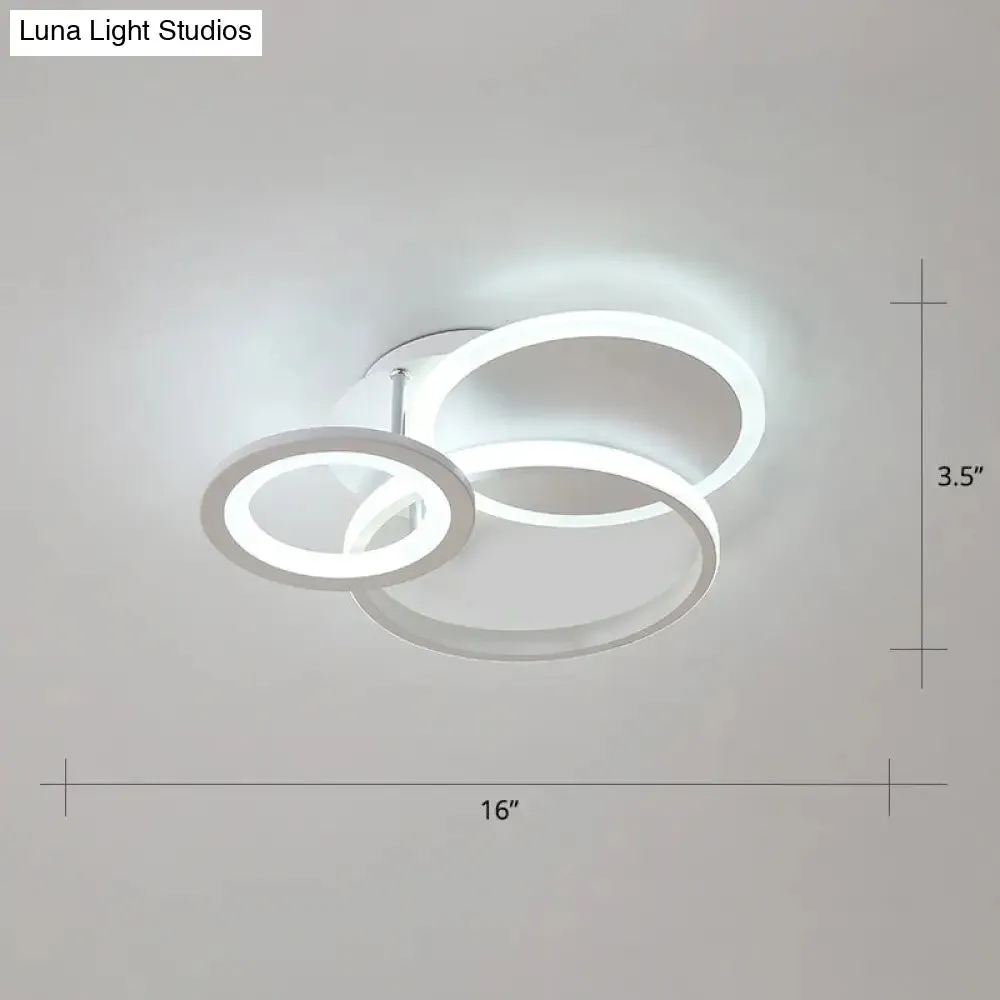 Minimalist White Halo Ring LED Ceiling Light for Bedroom - Flush Mount