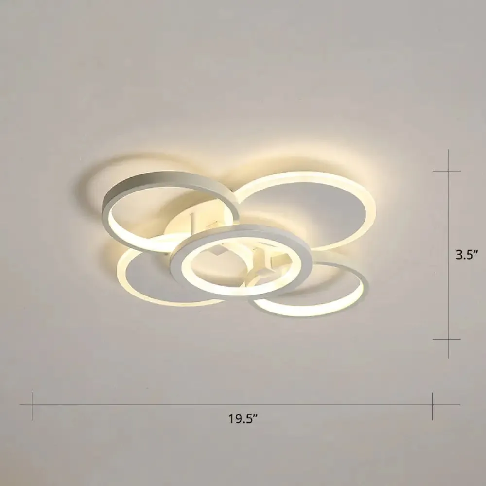 Minimalist White Halo Ring LED Ceiling Light for Bedroom - Flush Mount