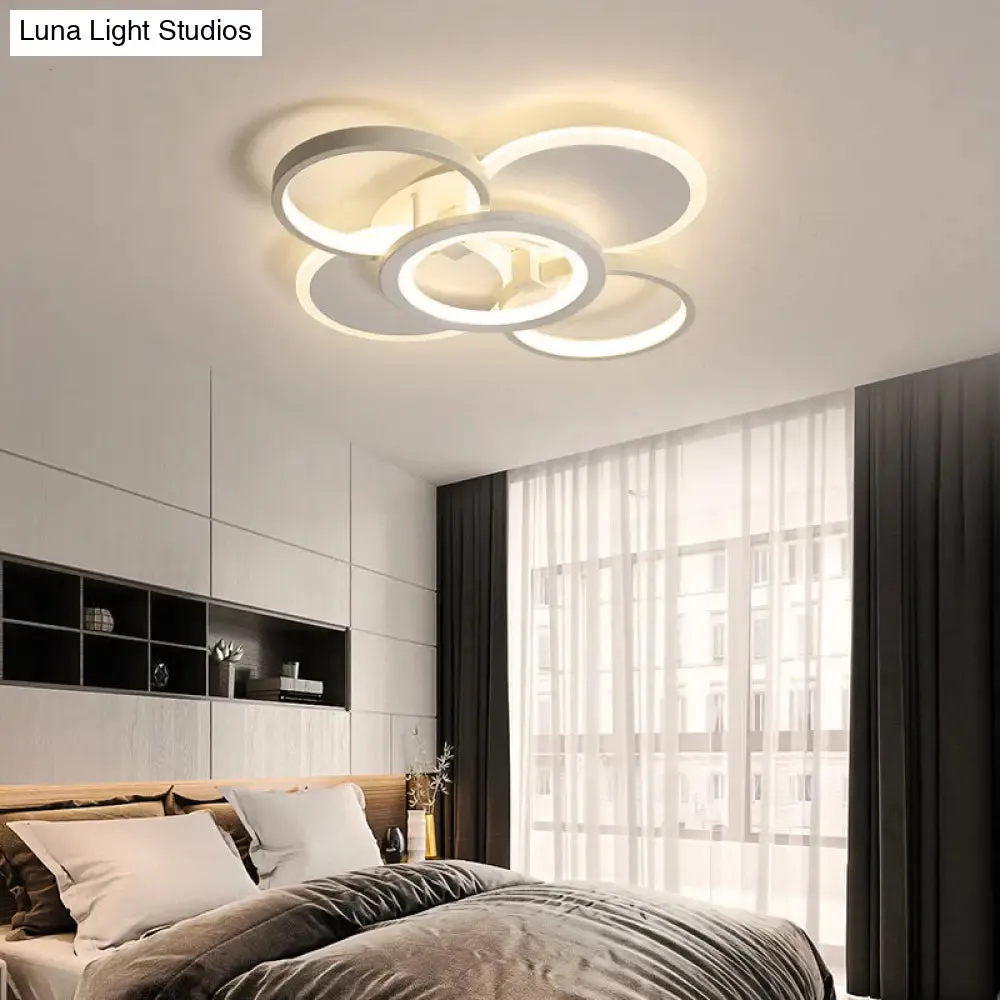 Minimalist White Halo Ring LED Ceiling Light for Bedroom - Flush Mount