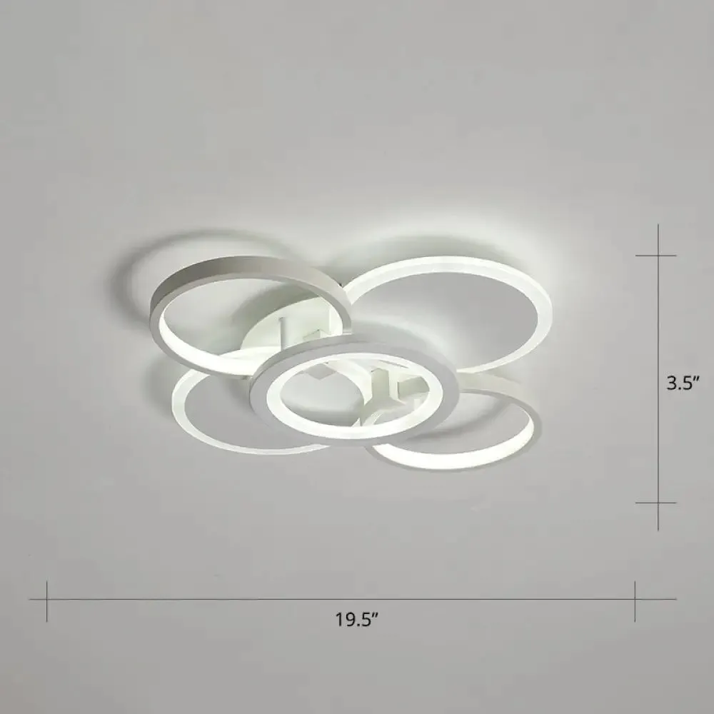 Minimalist White Halo Ring LED Ceiling Light for Bedroom - Flush Mount