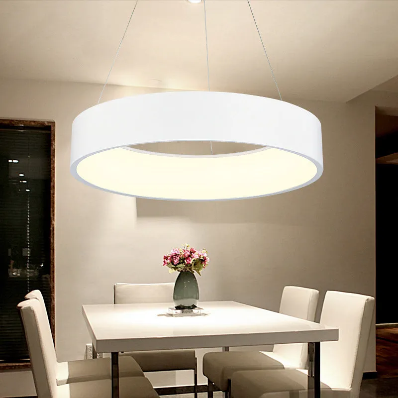 Minimalistic LED Pendant Chandelier with Acrylic Shade - Grey/White Circle Design, 18"/23.5" W