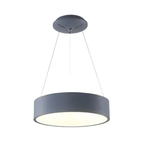 Minimalistic LED Pendant Chandelier with Acrylic Shade - Grey/White Circle Design, 18"/23.5" W