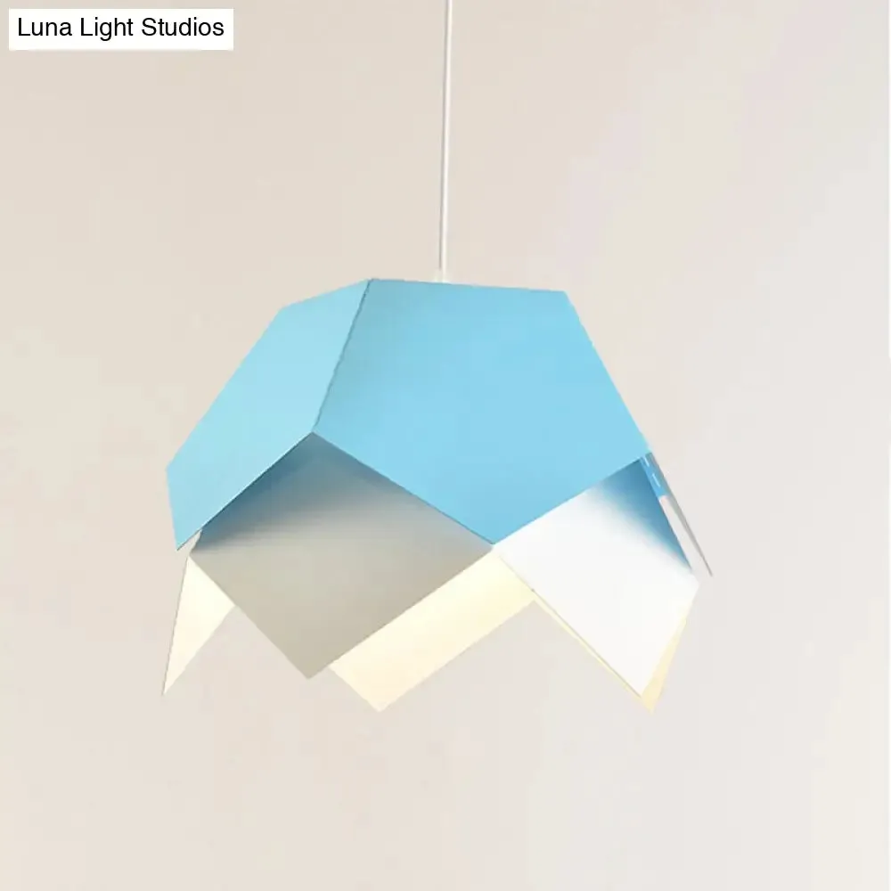 Modern Geometric Metal Ceiling Light with Colorful Hanging Pendant for Dining Room