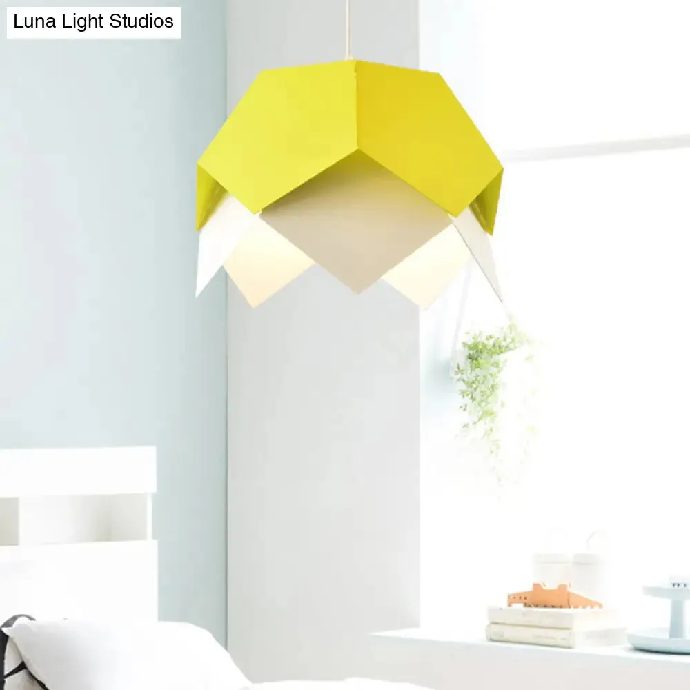 Modern Geometric Metal Ceiling Light with Colorful Hanging Pendant for Dining Room