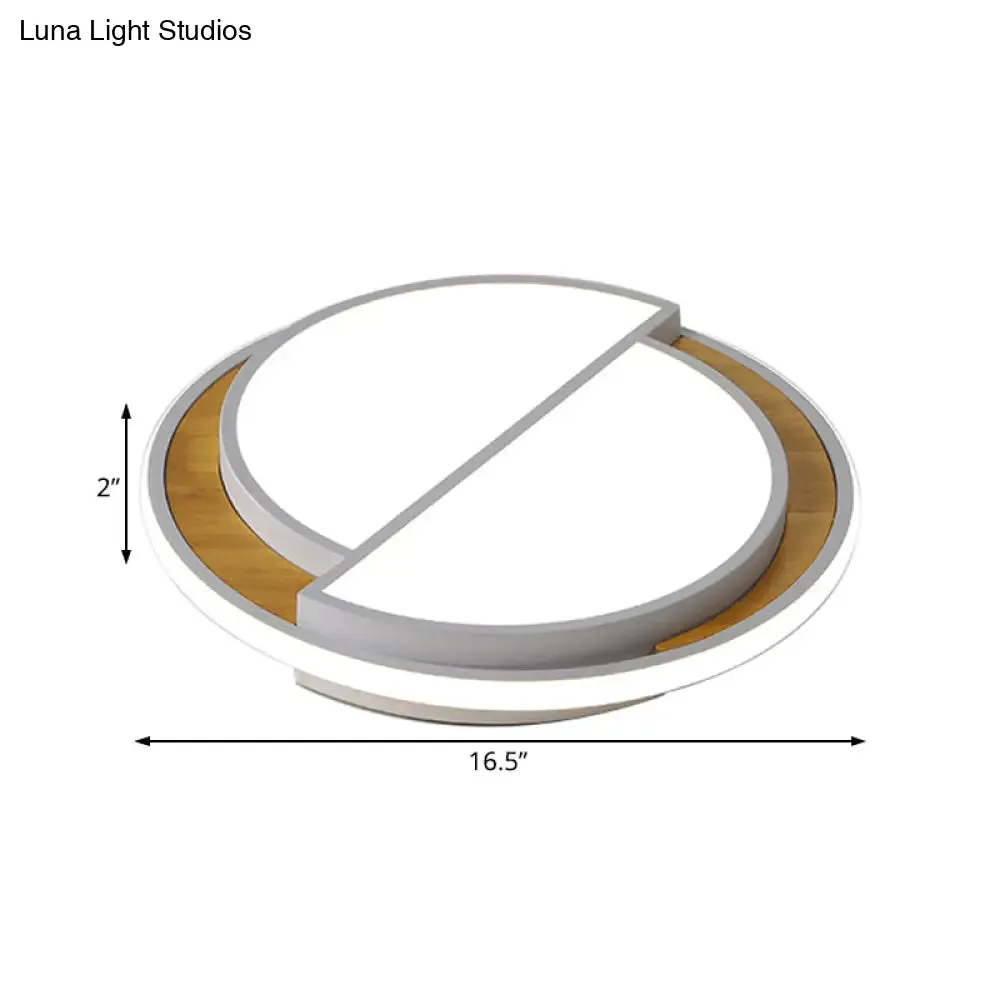 Modern LED Flush Mount Light in Black/White with White/Warm Glow, 16.5"/20.5" Wide