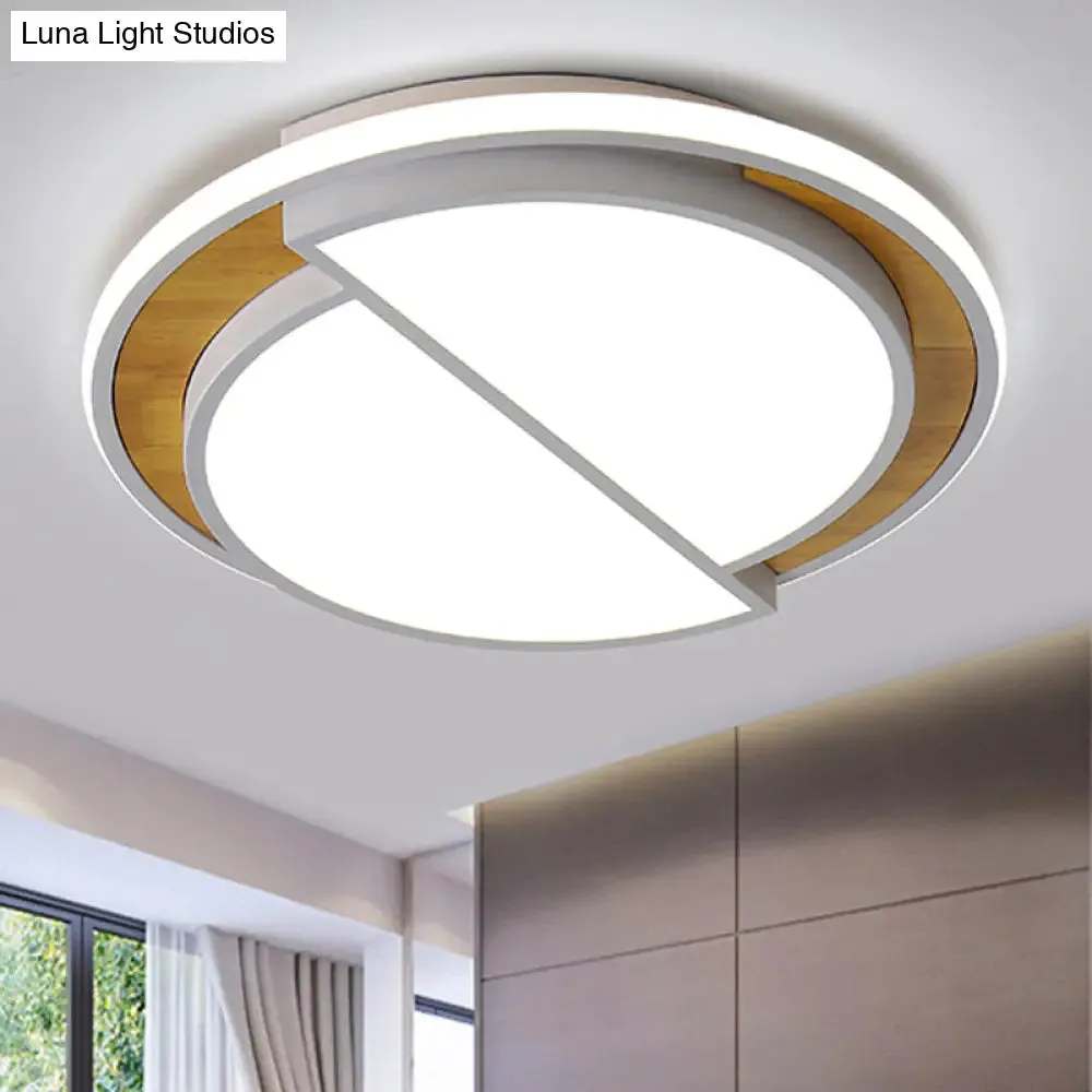 Modern LED Flush Mount Light in Black/White with White/Warm Glow, 16.5"/20.5" Wide