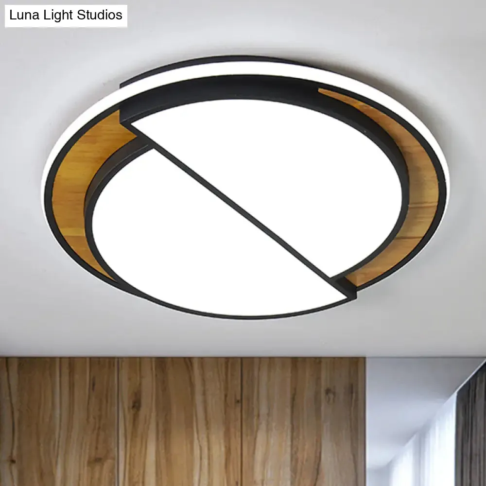 Modern LED Flush Mount Light in Black/White with White/Warm Glow, 16.5"/20.5" Wide