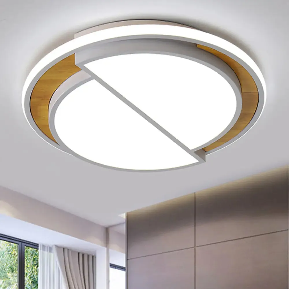 Modern LED Flush Mount Light in Black/White with White/Warm Glow, 16.5"/20.5" Wide