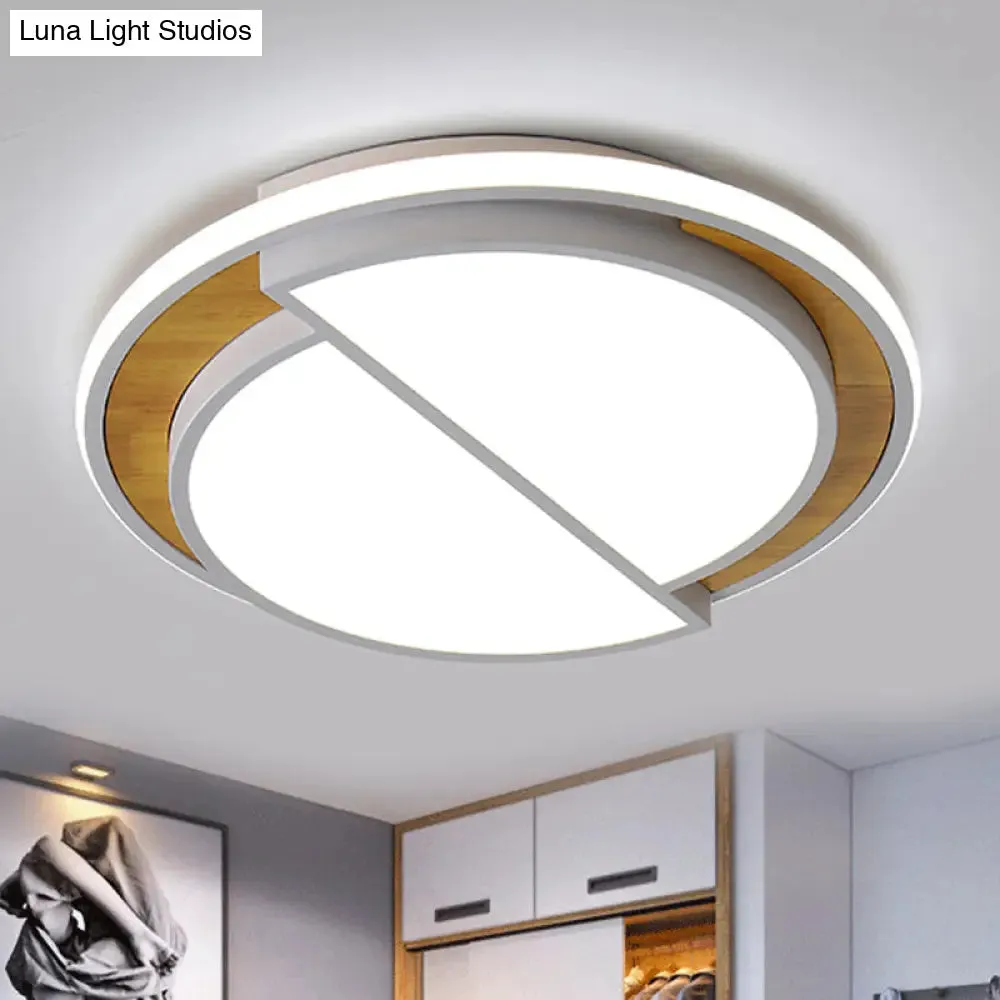 Modern LED Flush Mount Light in Black/White with White/Warm Glow, 16.5"/20.5" Wide