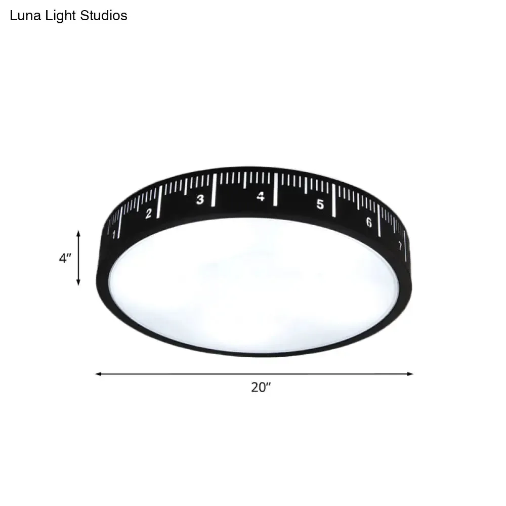 Modern Minimalist LED Drum Ceiling Light with Black Acrylic Shade - Corridor Lighting