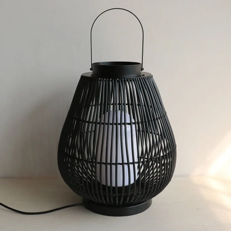 Modern Outdoor Rattan Woven Cage Shaped 1-Light Outdoor Landscape Light