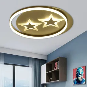 Modern Starry LED Ceiling Light for Kids' Bedroom - Acrylic Round Lamp in White/Black