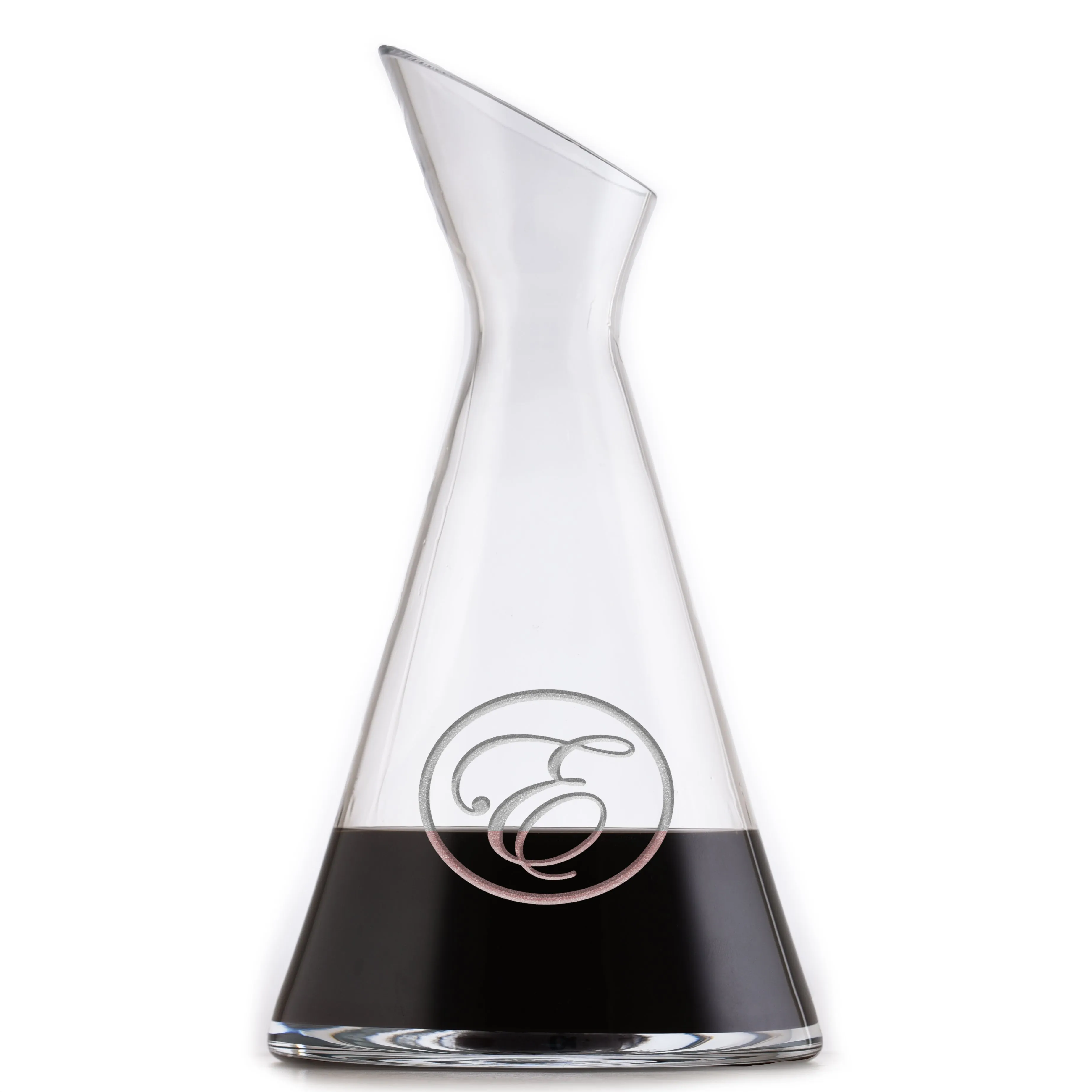 Monogram Etched Slant Wine Carafe Decanter