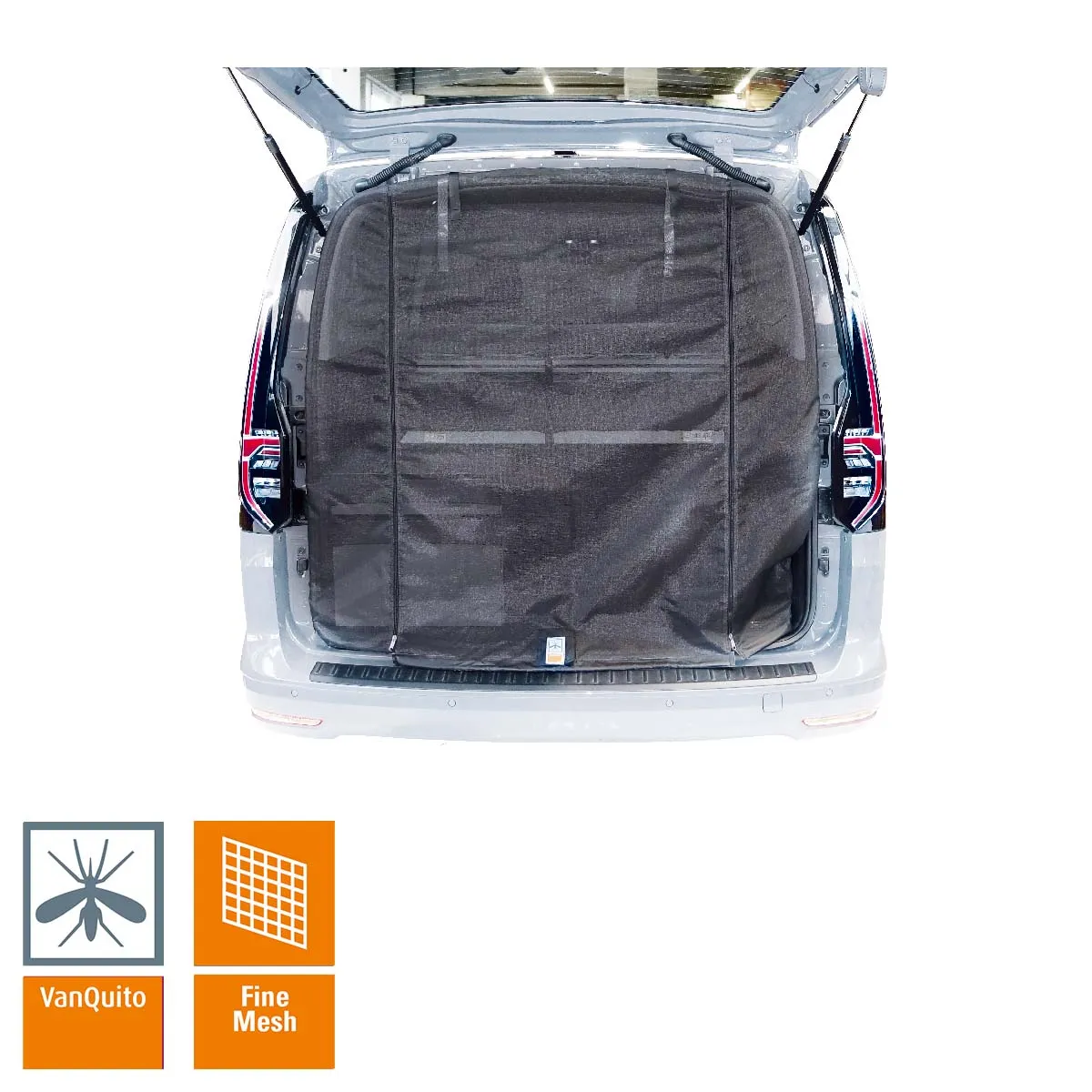 Mosquito Net VW Caddy REAR from 2010-2020 with Integrated Zippers