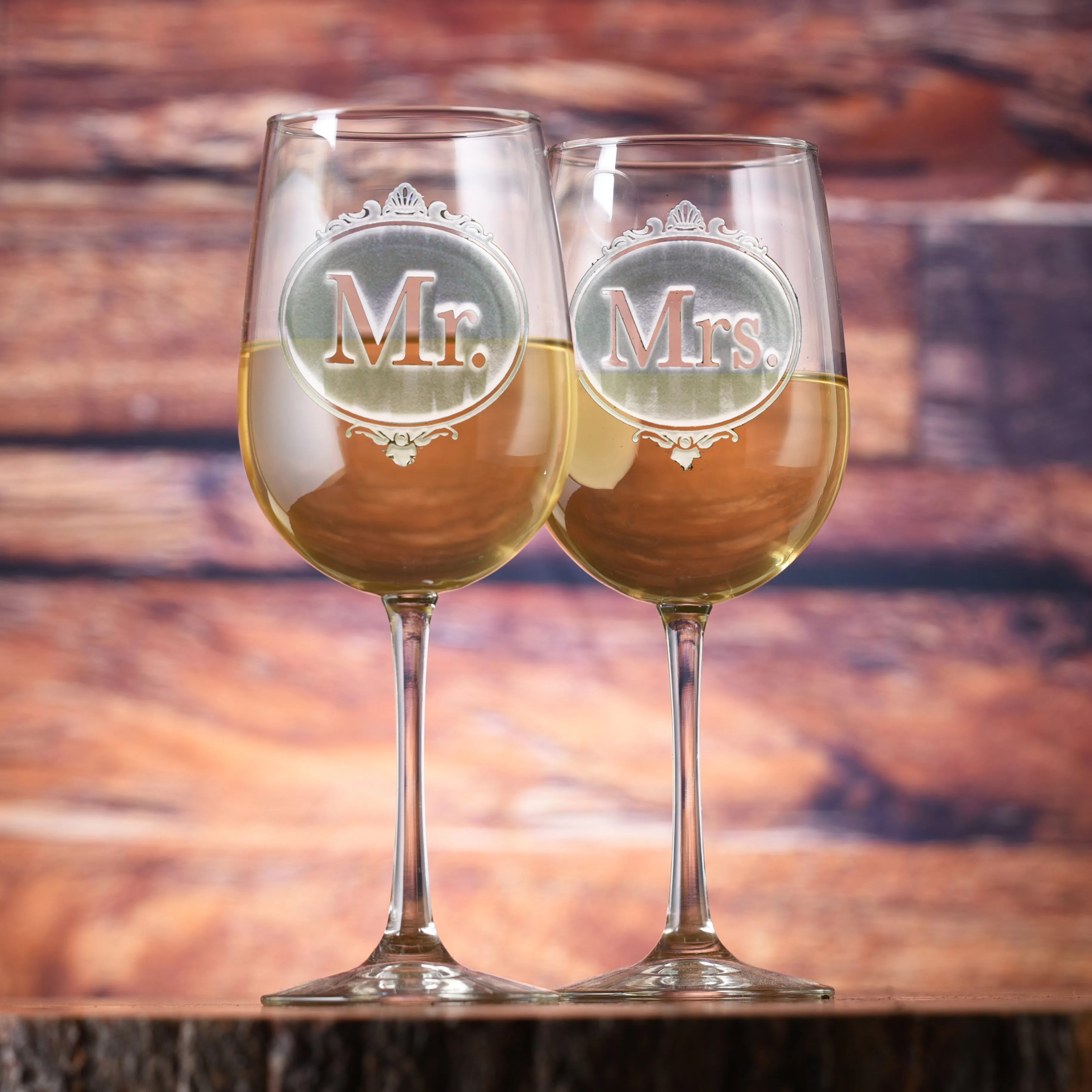 Mr. and Mrs. Engraved Wine Glass Set