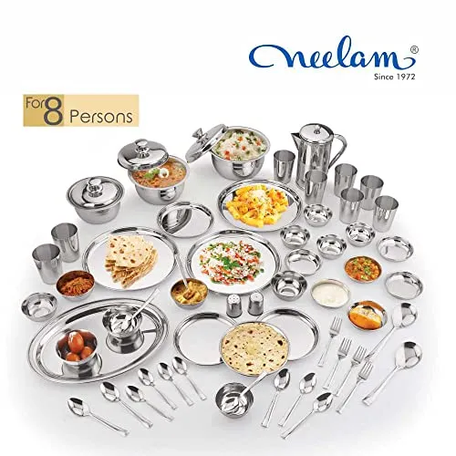 Neelam Stainless Steel 24 Gauge Premium Dinner Set, 81 Pcs