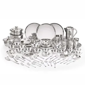 Neelam Stainless Steel 24 Gauge Premium Dinner Set, 81 Pcs