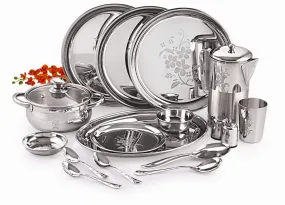 Neelam Stainless Steel Lazer Etching 55 pcs Dinner Set