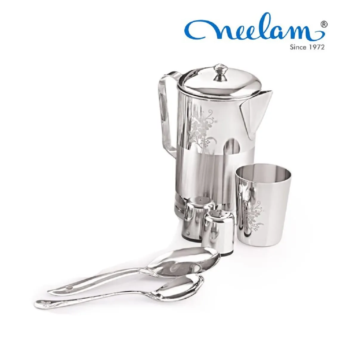 Neelam Stainless Steel Lazer Etching 55 pcs Dinner Set